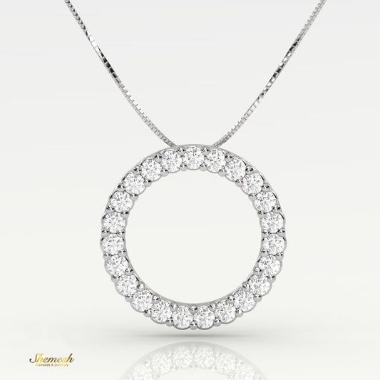 18K Gold Circle of Life Pendant (Shared Prong) Diamond Necklace - shemesh_diamonds