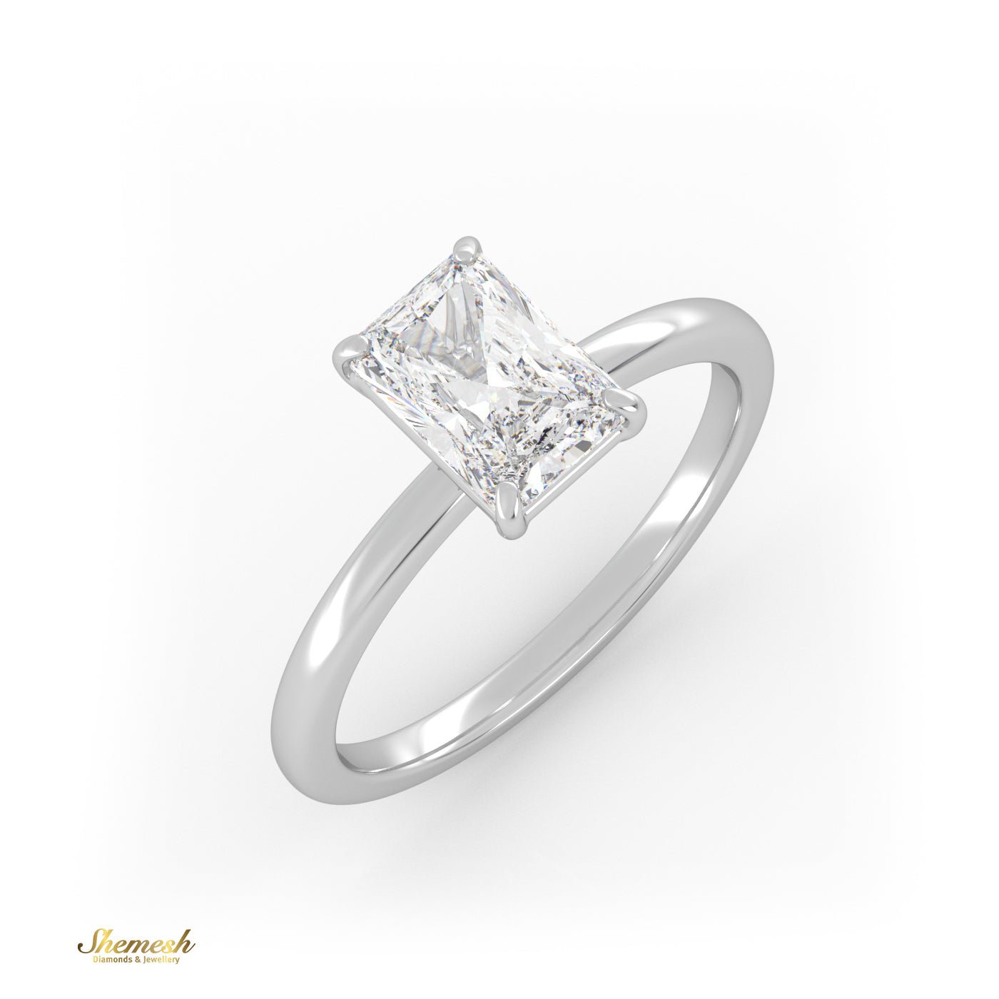 18K Gold 4 Prongs Radiant Cut Diamond Solitaire Engagement Ring - shemesh_diamonds