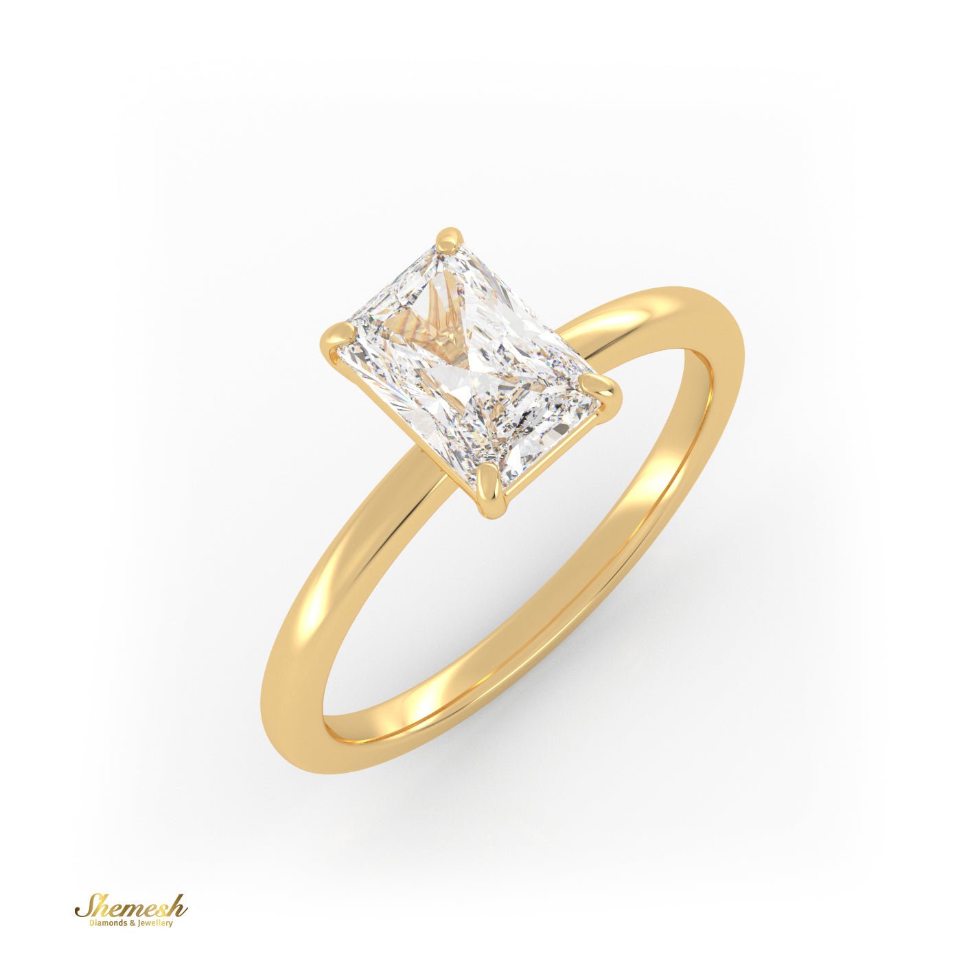 18K Gold 4 Prongs Radiant Cut Diamond Solitaire Engagement Ring - shemesh_diamonds