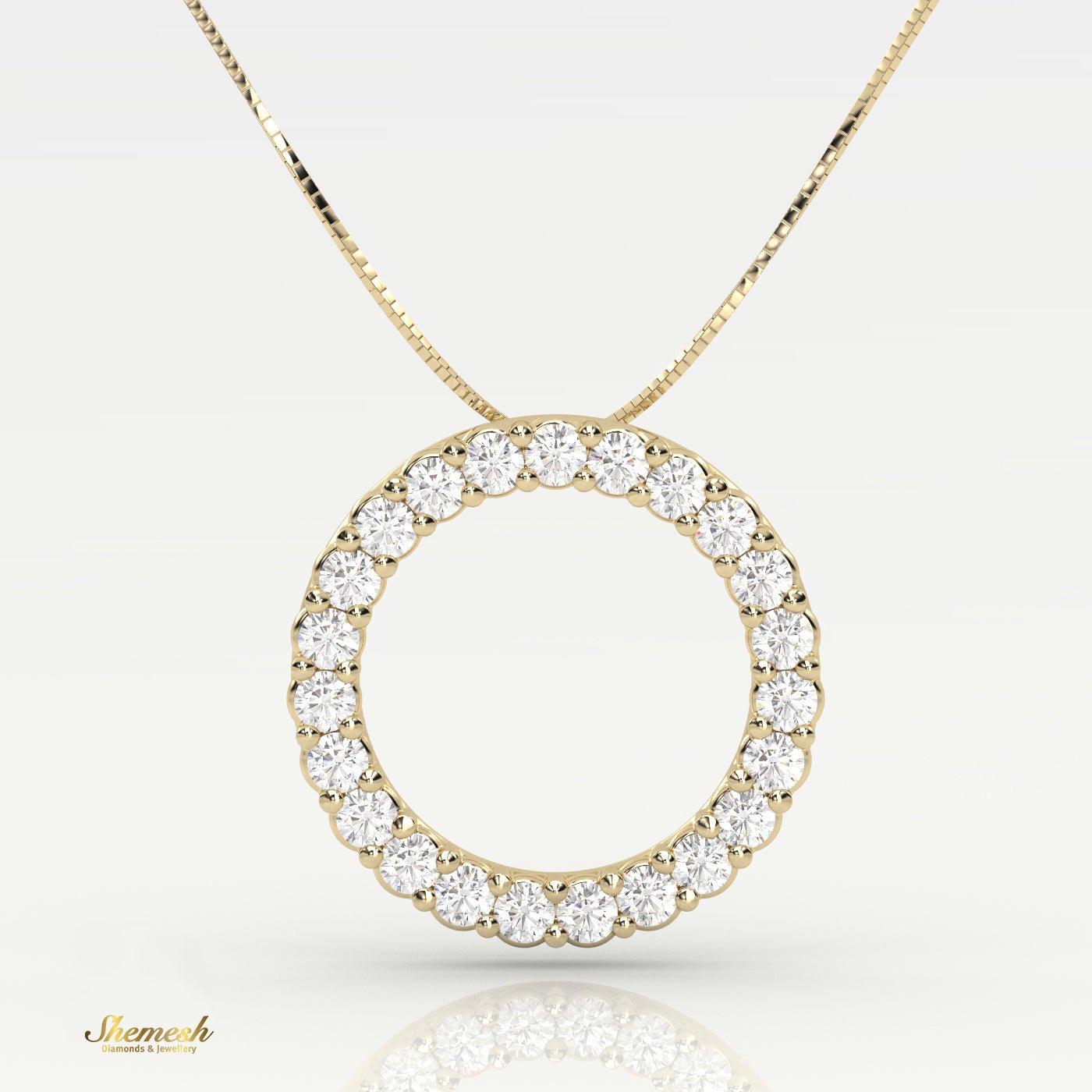 18K Gold Circle of Life Pendant (Shared Prong) Diamond Necklace - shemesh_diamonds