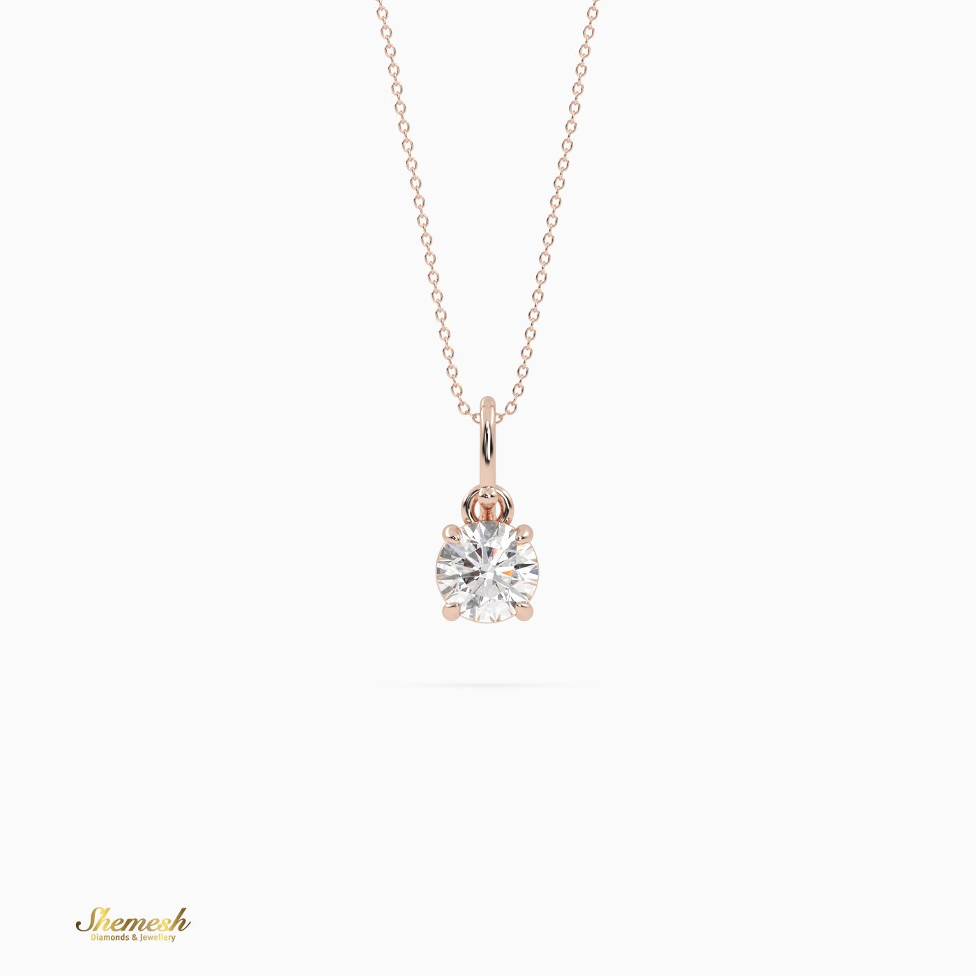 18K Gold 4 Prong Round Diamond Solitaire Pendant - shemesh_diamonds