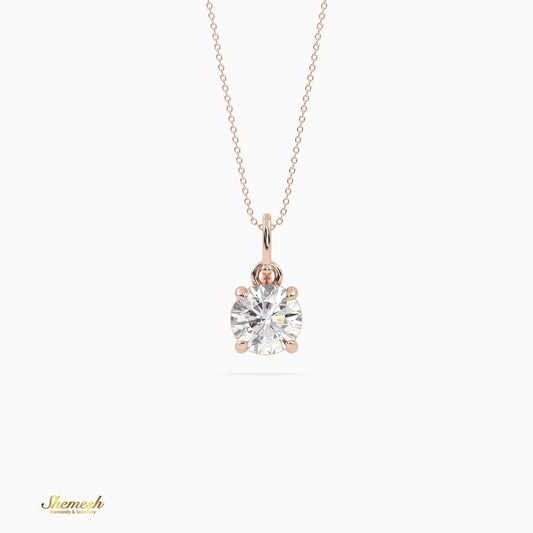 18K Gold Round Diamond Solitaire Pendant - shemesh_diamonds