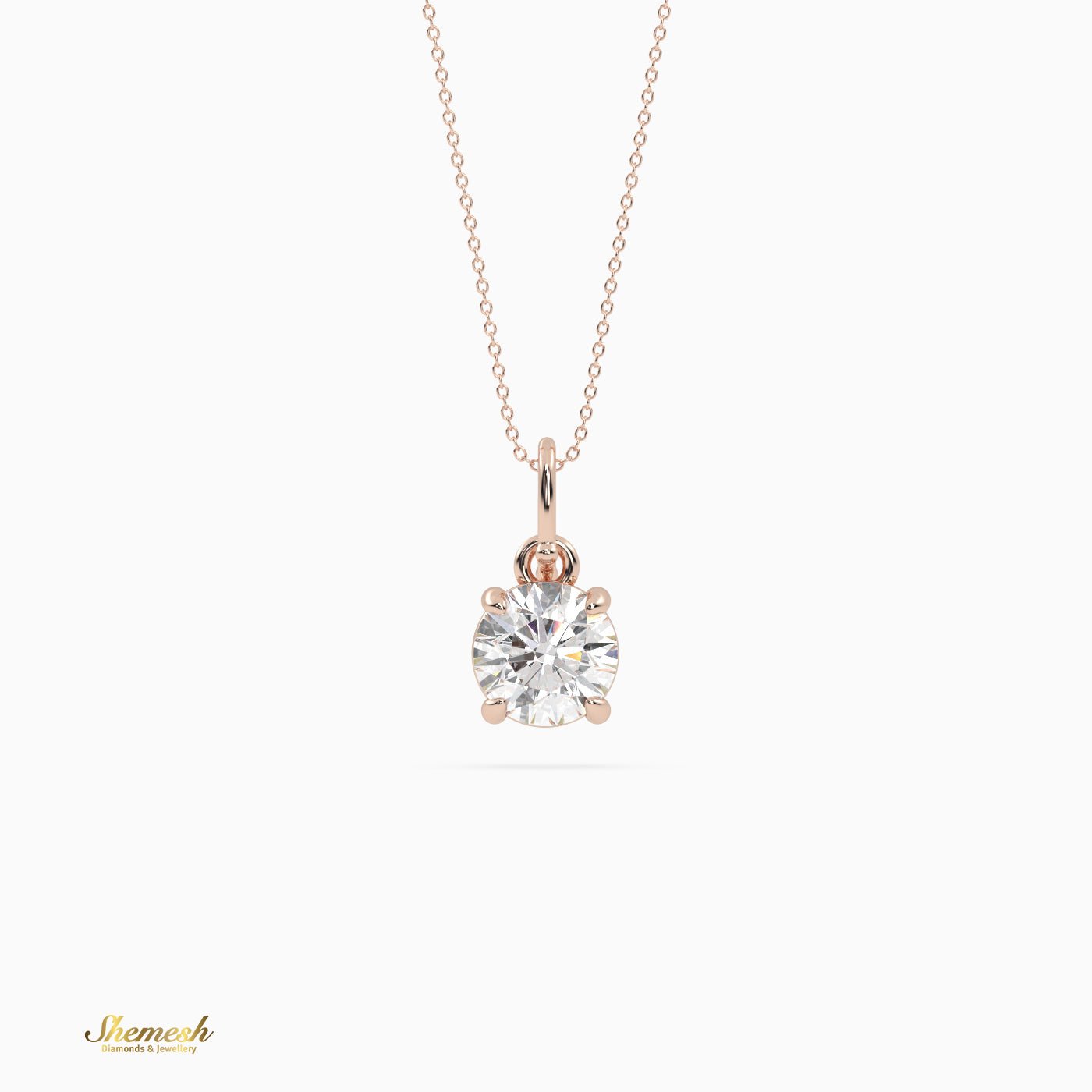 18K Gold Round Diamond Solitaire Pendant - shemesh_diamonds