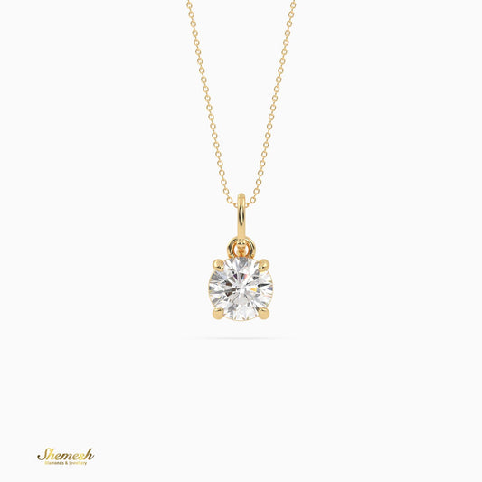 18K Gold Round Diamond Solitaire Pendant - shemesh_diamonds