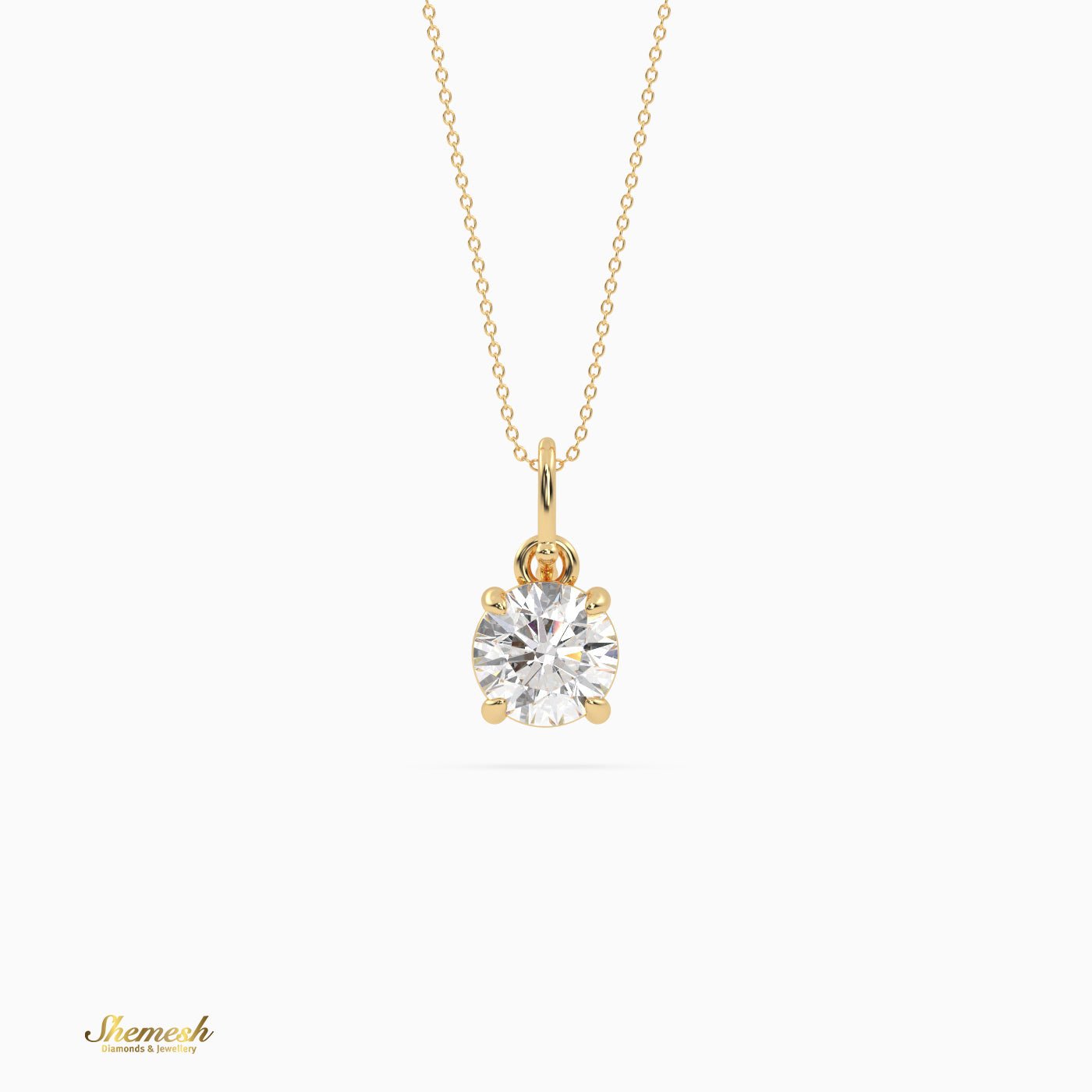 18K Gold Round Diamond Solitaire Pendant - shemesh_diamonds