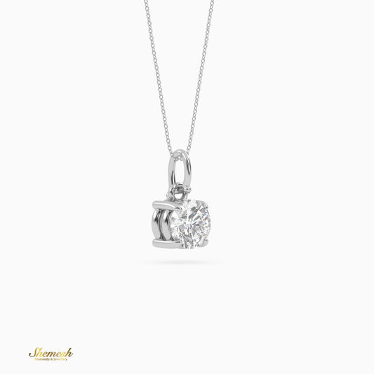 18K Gold Round Diamond Solitaire Pendant - shemesh_diamonds