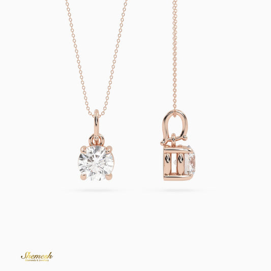 18K Gold Round Diamond Solitaire Pendant - shemesh_diamonds