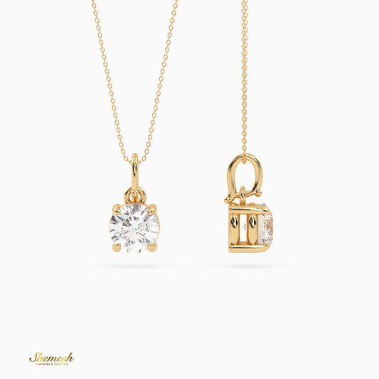 18K Gold Round Diamond Solitaire Pendant - shemesh_diamonds