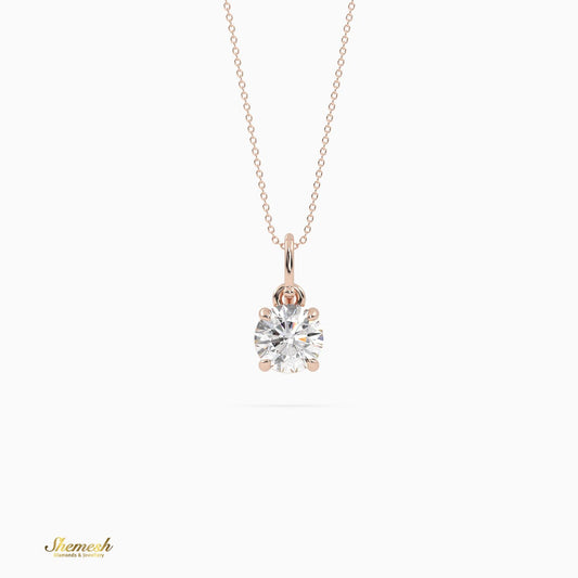 18K Gold Round Shape Diamond Solitaire Pendant - shemesh_diamonds