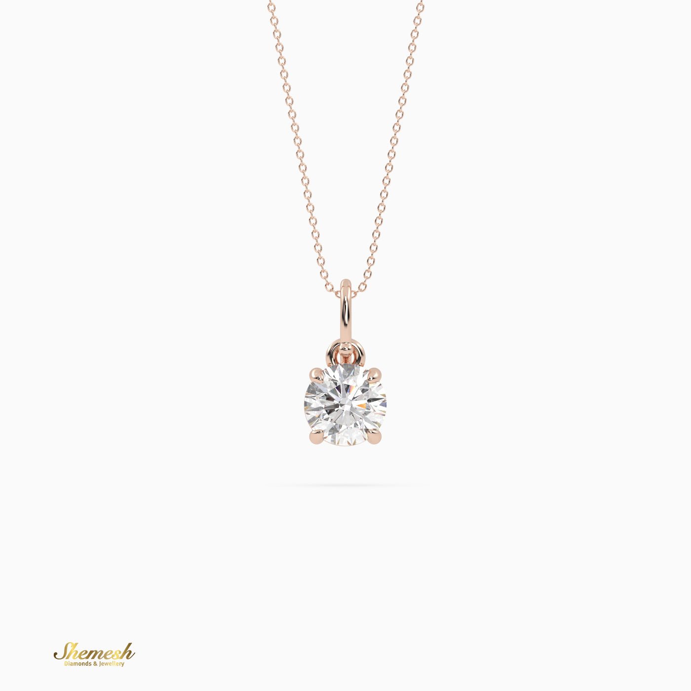 18K Gold Round Shape Diamond Solitaire Pendant - shemesh_diamonds