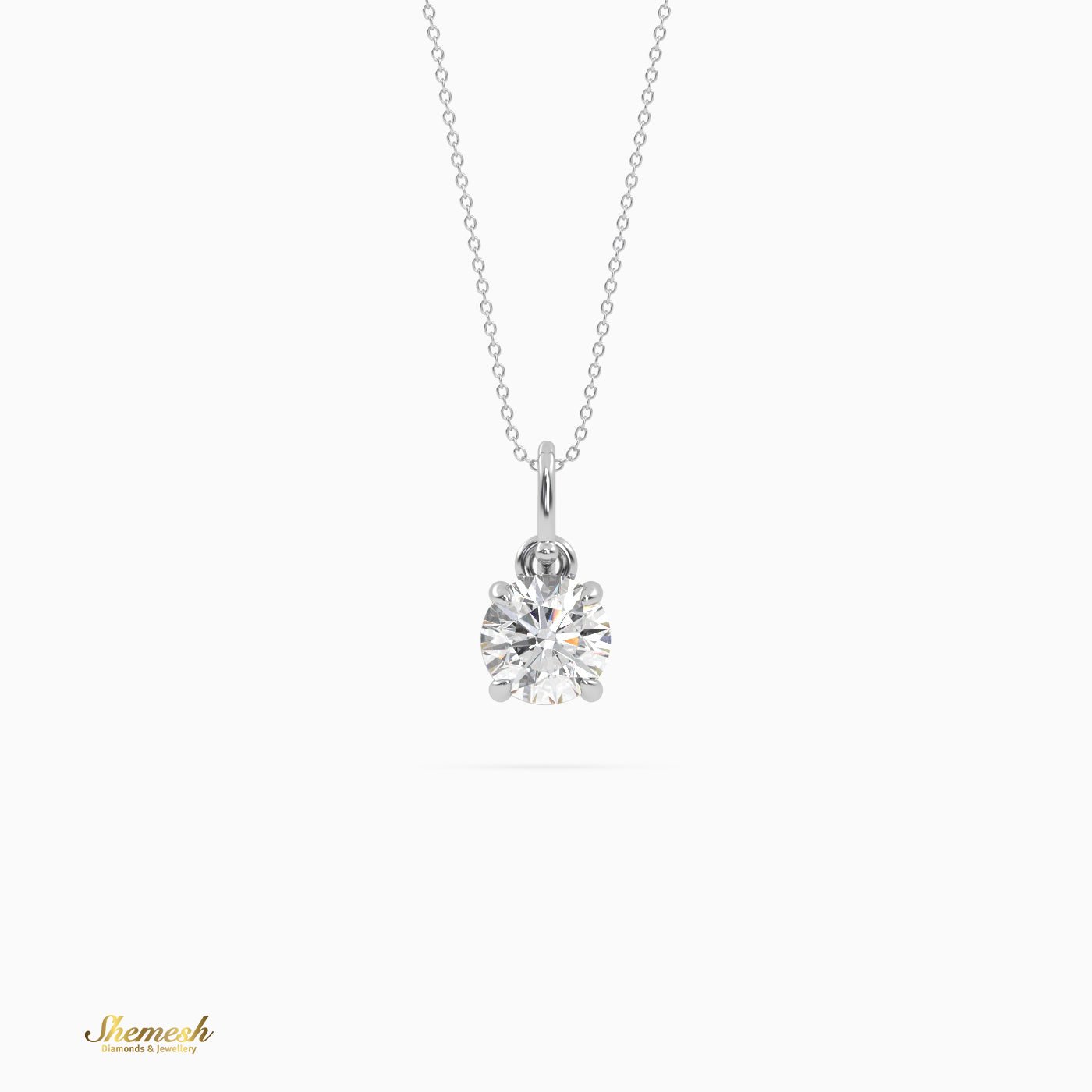18K Gold Round Shape Diamond Solitaire Pendant - shemesh_diamonds