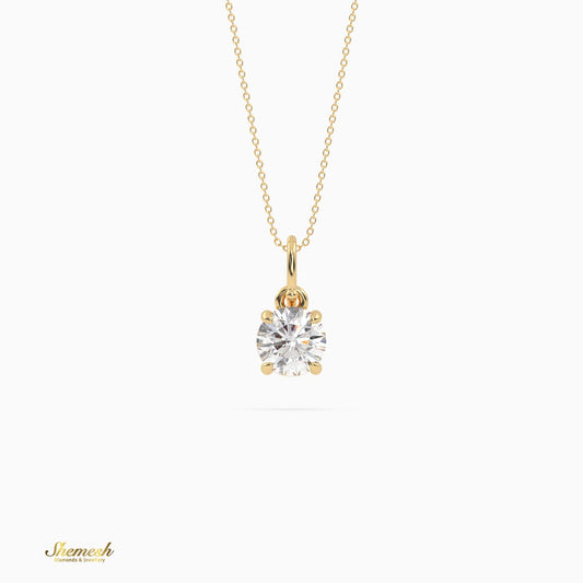 18K Gold Round Shape Diamond Solitaire Pendant - shemesh_diamonds