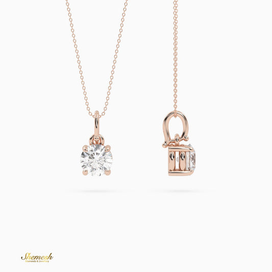 18K Gold Round Shape Diamond Solitaire Pendant - shemesh_diamonds