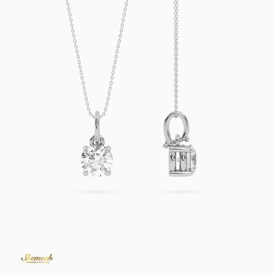 18K Gold Round Shape Diamond Solitaire Pendant - shemesh_diamonds