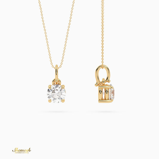 18K Gold Round Shape Diamond Solitaire Pendant - shemesh_diamonds