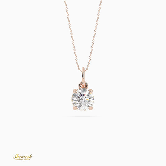 18K Gold Round Cut Diamond Solitaire Pendant - shemesh_diamonds