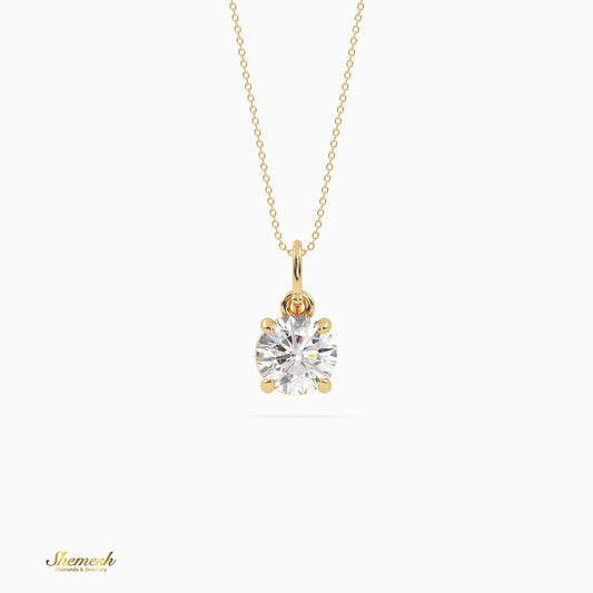 18K Gold Round Cut Diamond Solitaire Pendant - shemesh_diamonds