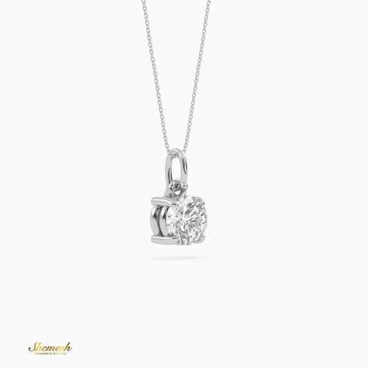18K Gold Round Cut Diamond Solitaire Pendant - shemesh_diamonds
