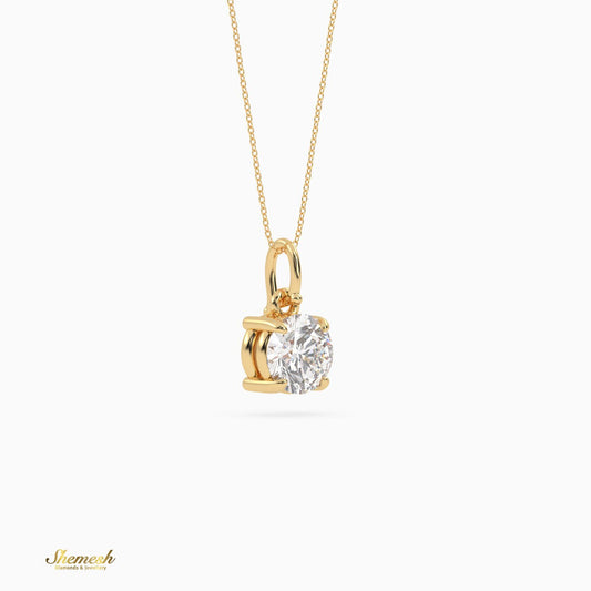 18K Gold Round Cut Diamond Solitaire Pendant - shemesh_diamonds