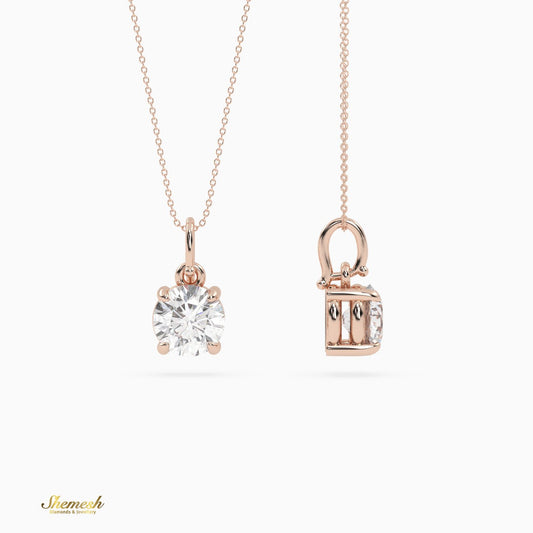 18K Gold Round Cut Diamond Solitaire Pendant - shemesh_diamonds