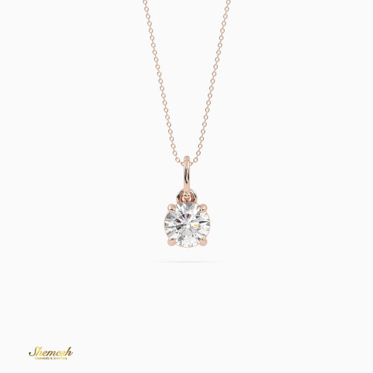 18K Gold Classic Round Diamond Solitaire Pendant - shemesh_diamonds