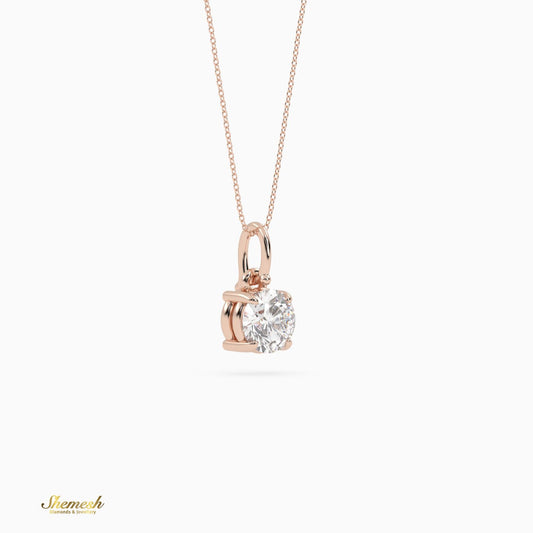 18K Gold Classic Round Diamond Solitaire Pendant - shemesh_diamonds