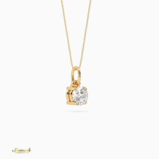 18K Gold Classic Round Diamond Solitaire Pendant - shemesh_diamonds