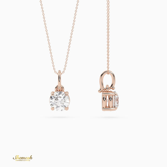 18K Gold Classic Round Diamond Solitaire Pendant - shemesh_diamonds