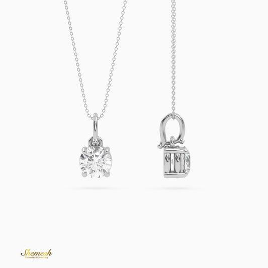 18K Gold Classic Round Diamond Solitaire Pendant - shemesh_diamonds