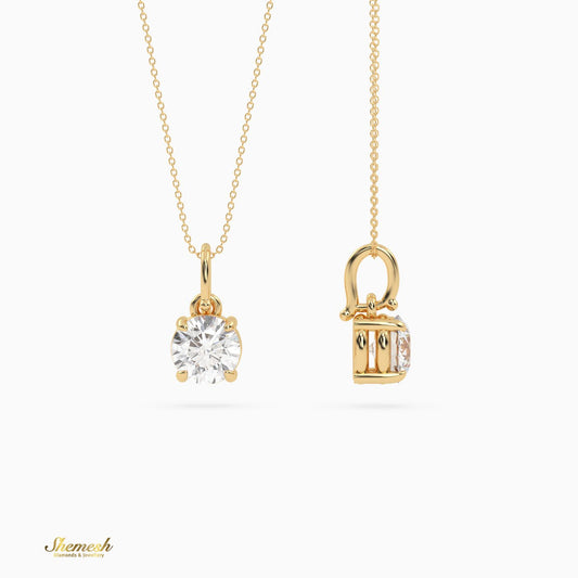 18K Gold Classic Round Diamond Solitaire Pendant - shemesh_diamonds