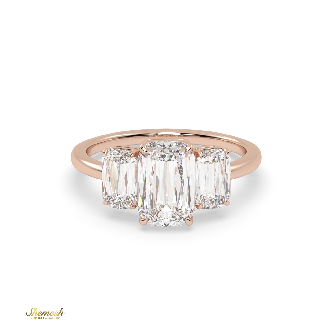 18K Gold Ashoka Diamond Trilogy Ring - shemesh_diamonds