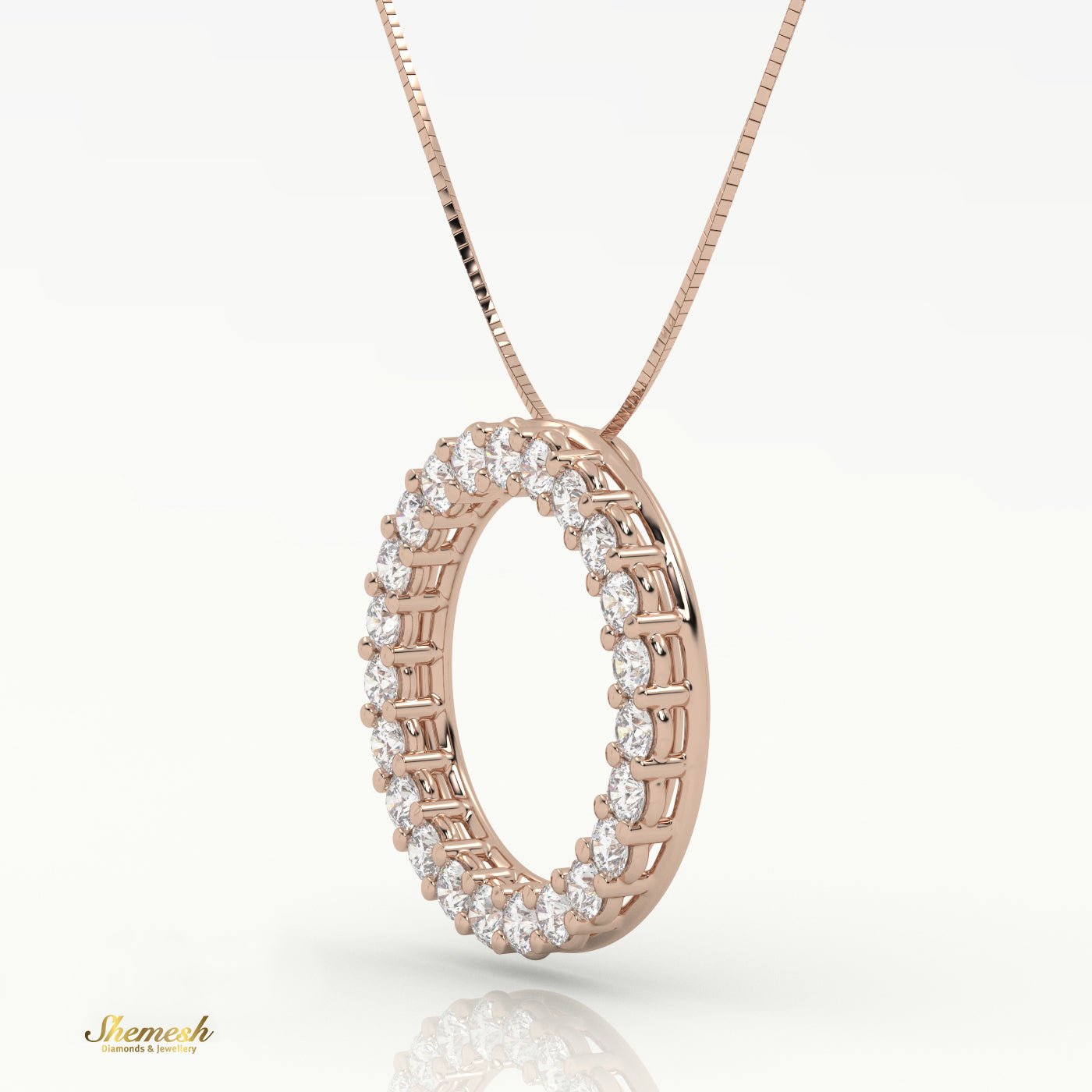 18K Gold Circle of Life Pendant (Shared Prong) Diamond Necklace - shemesh_diamonds