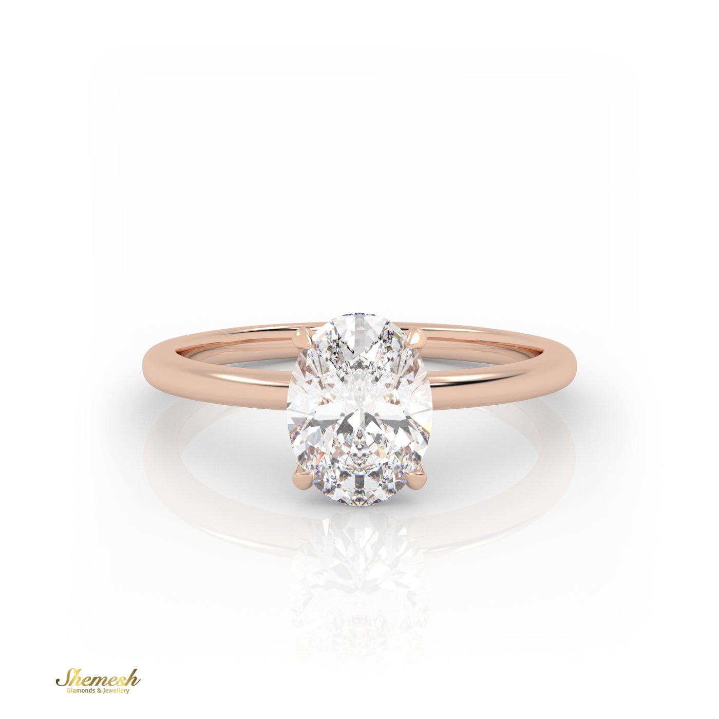 18K Gold 4 Prongs Oval Cut Diamond Solitaire Engagement Ring - shemesh_diamonds