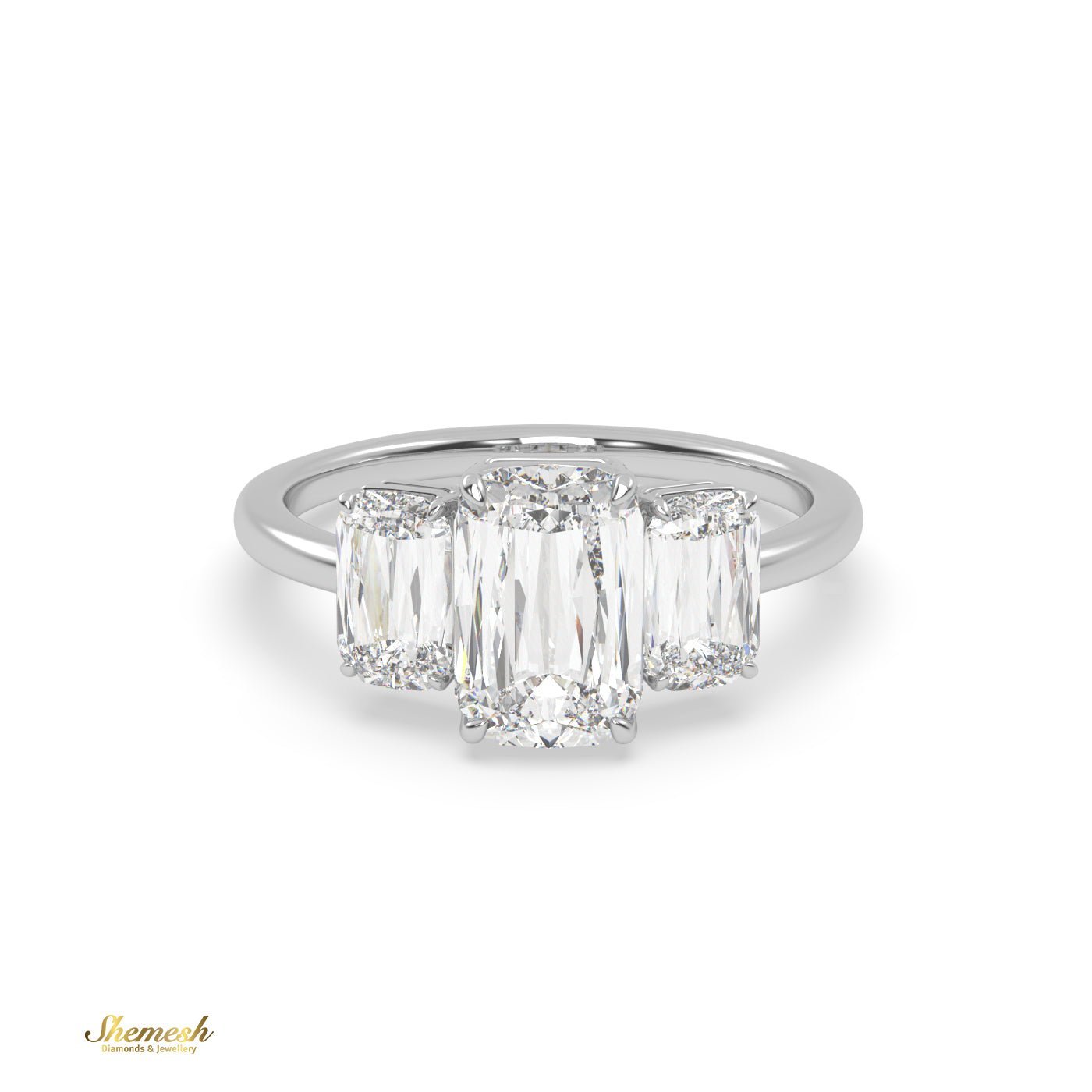 18K Gold Ashoka Diamond Trilogy Ring - shemesh_diamonds