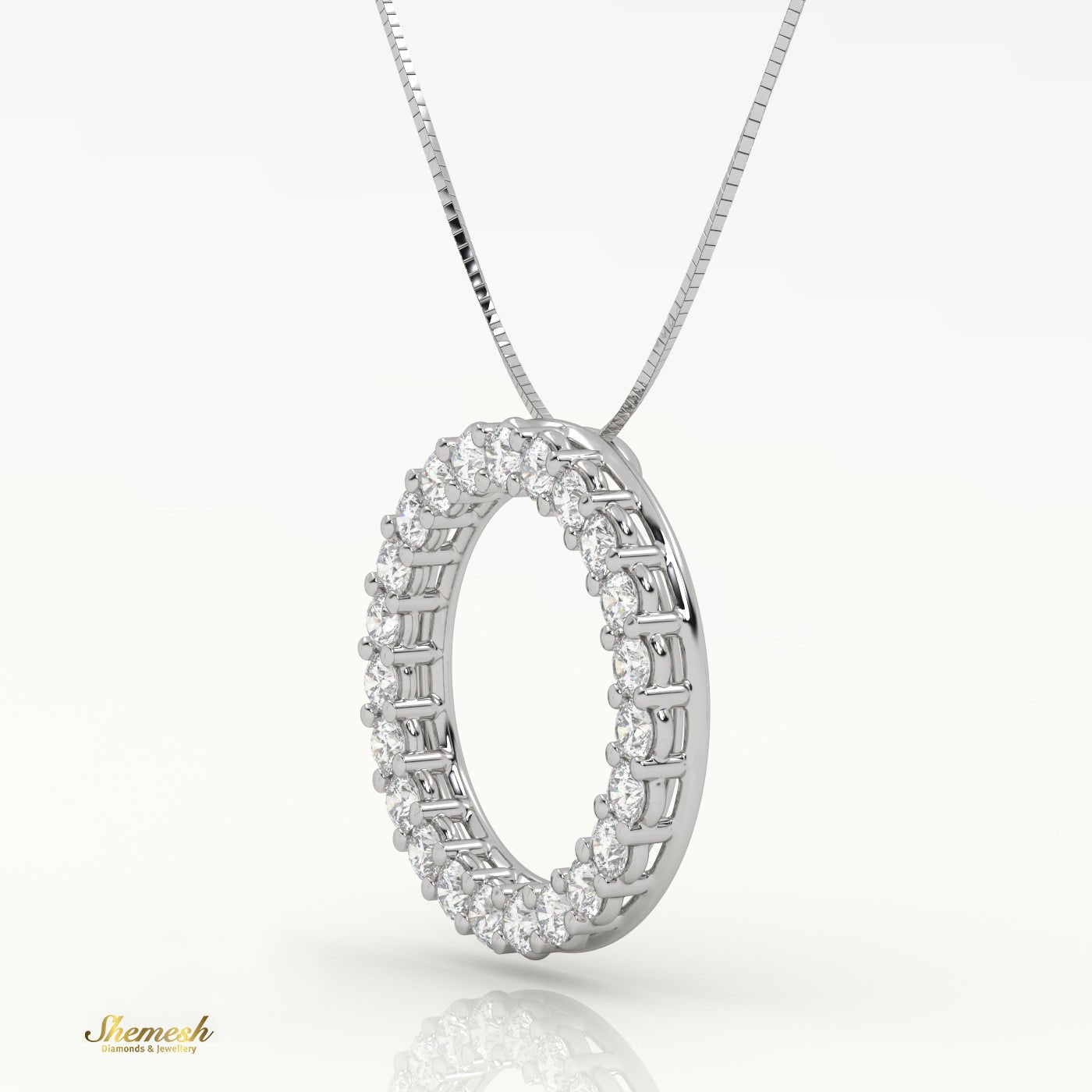 18K Gold Circle of Life Pendant (Shared Prong) Diamond Necklace - shemesh_diamonds