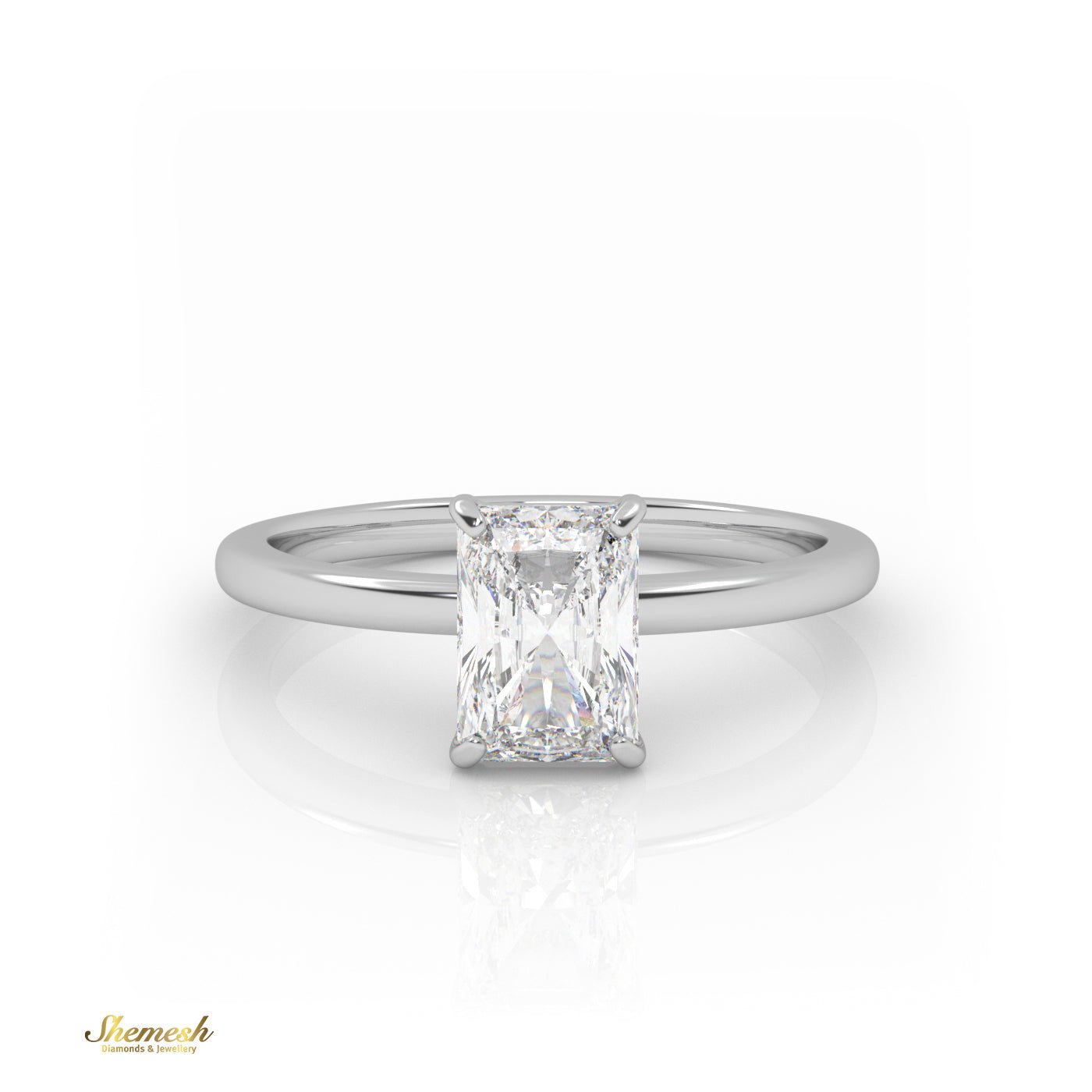 18K Gold 4 Prongs Radiant Cut Diamond Solitaire Engagement Ring - shemesh_diamonds