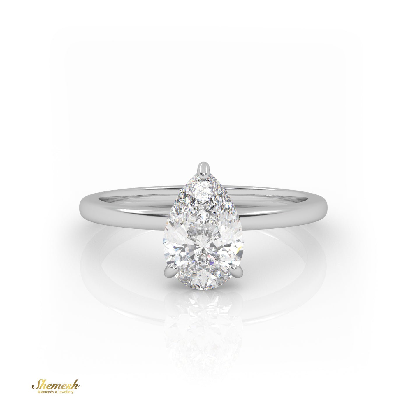 18K Gold 3 Prongs Pear Cut Diamond Solitaire Engagement Ring - shemesh_diamonds