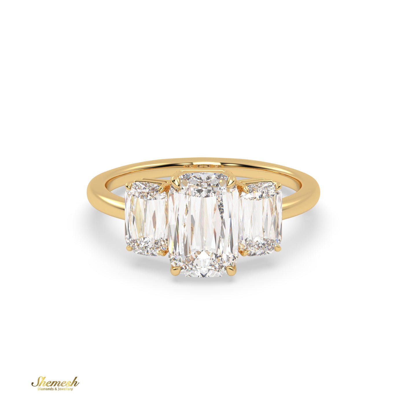 18K Gold Ashoka Diamond Trilogy Ring - shemesh_diamonds