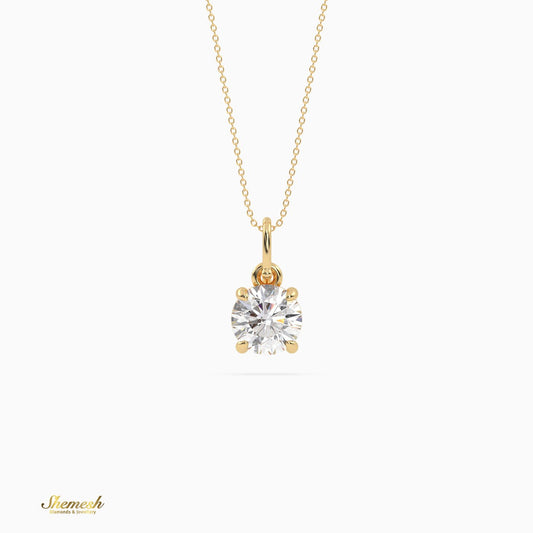 18K Gold Brilliant Cut Round Diamond Solitaire Pendant - shemesh_diamonds
