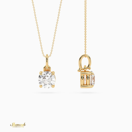 18K Gold Brilliant Cut Round Diamond Solitaire Pendant - shemesh_diamonds