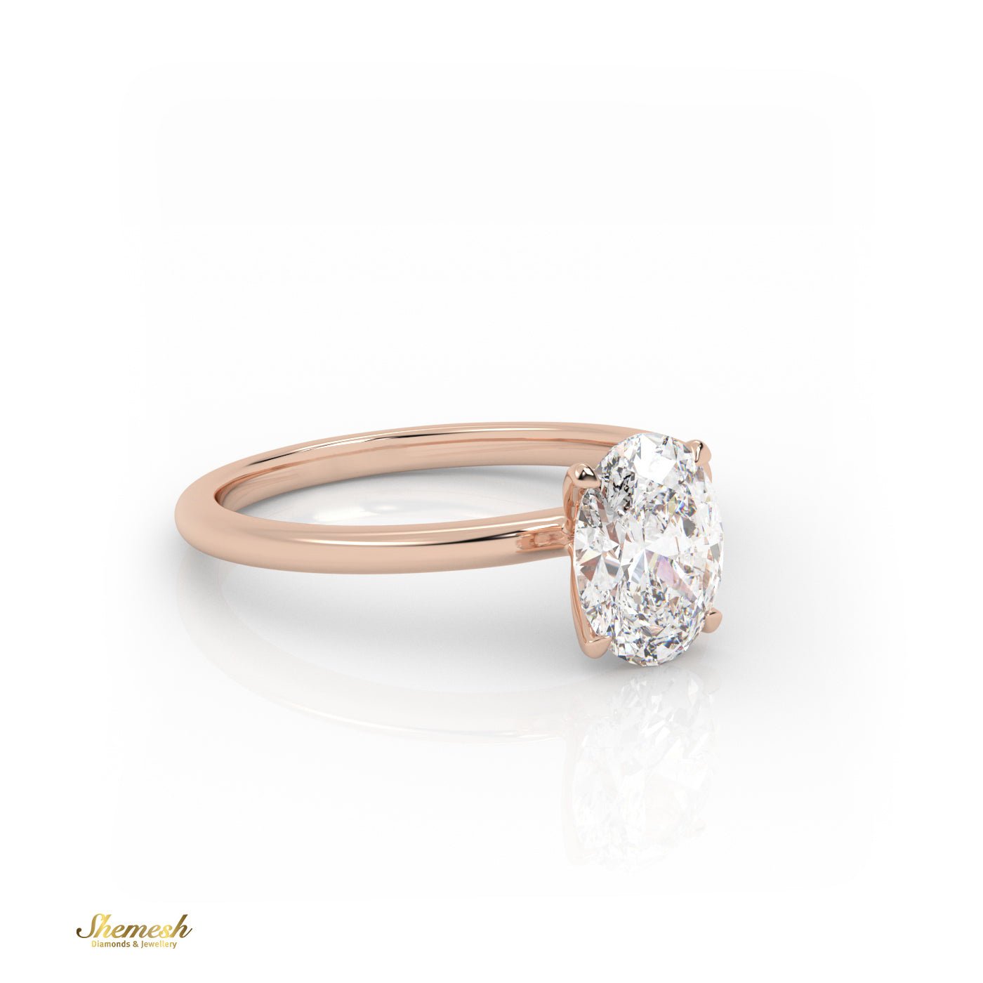 18K Gold 4 Prongs Oval Cut Diamond Solitaire Engagement Ring - shemesh_diamonds