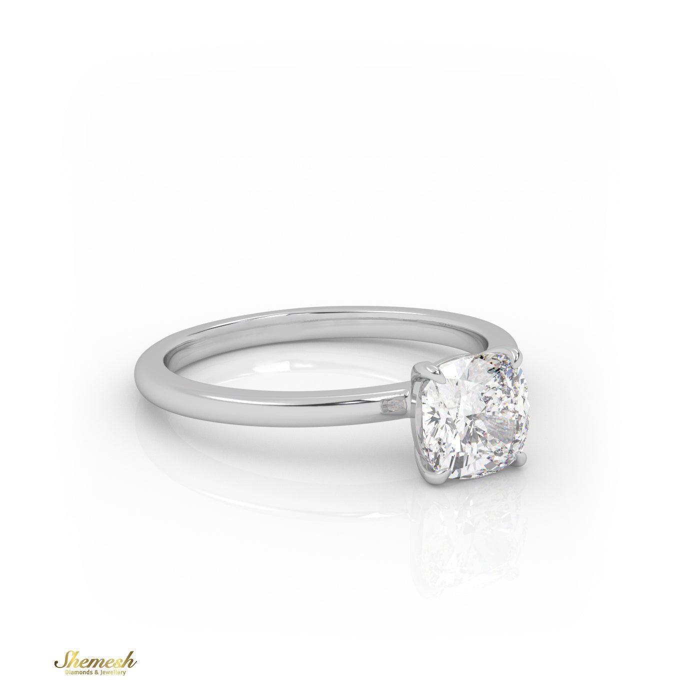 18K Gold 4 Prongs Cushion Diamond Solitaire Engagement Ring - shemesh_diamonds