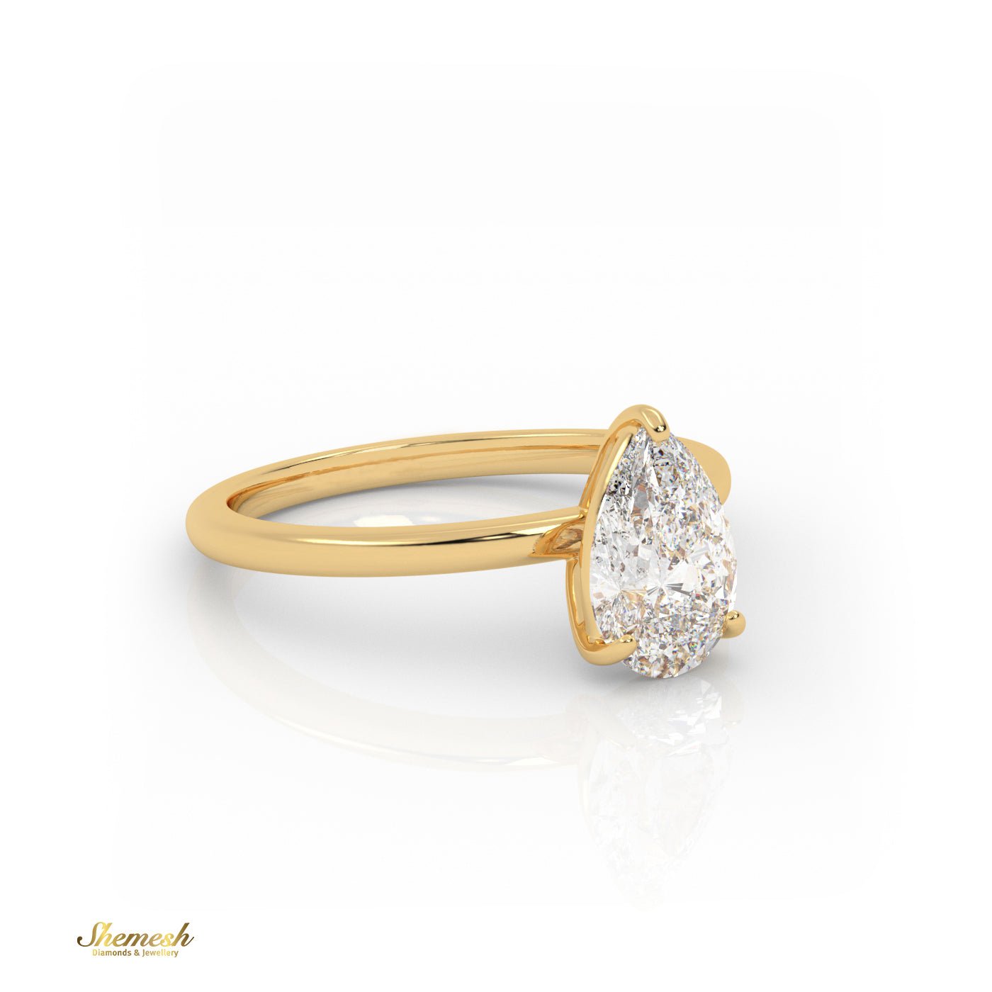 18K Gold 3 Prongs Pear Cut Diamond Solitaire Engagement Ring - shemesh_diamonds