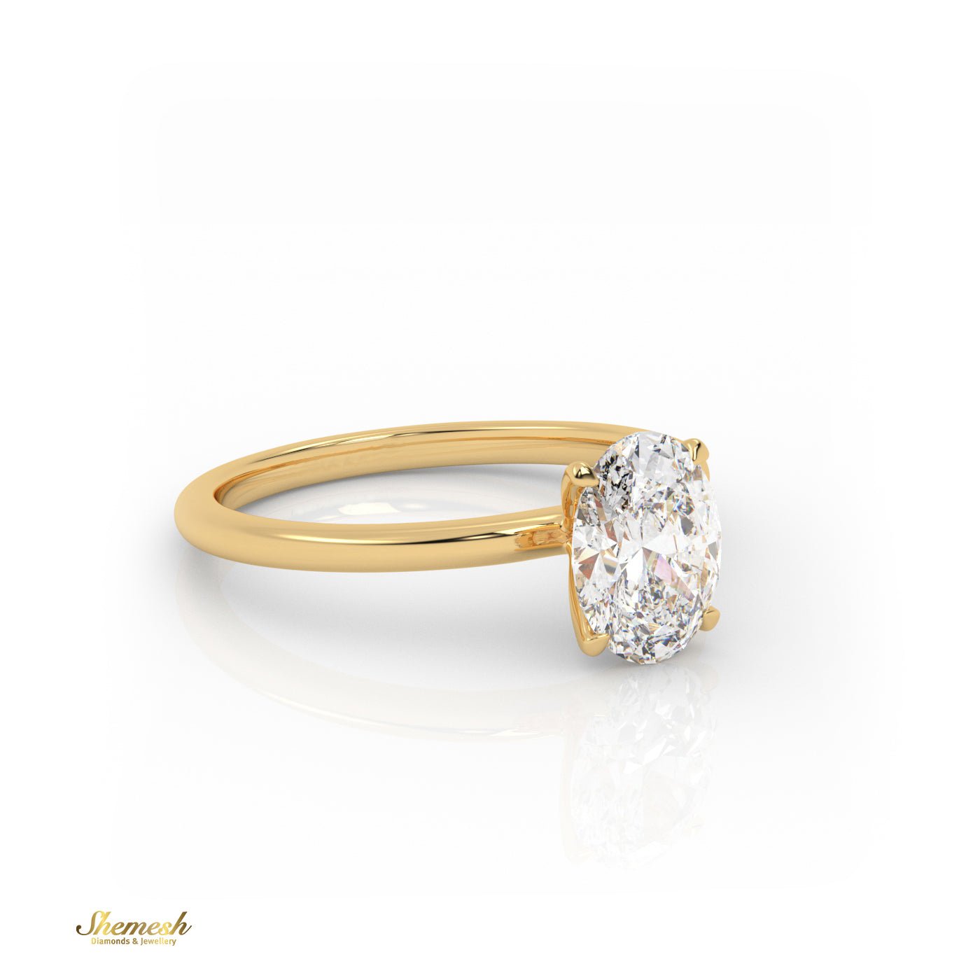 18K Gold 4 Prongs Oval Cut Diamond Solitaire Engagement Ring - shemesh_diamonds