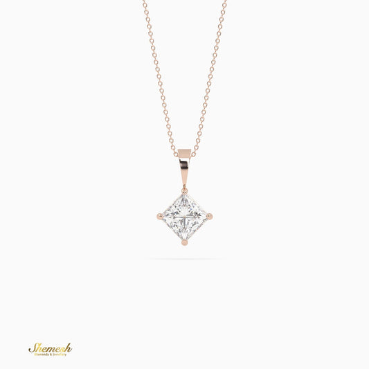 18k Gold Princess Diamond Solitaire Pendant - shemesh_diamonds
