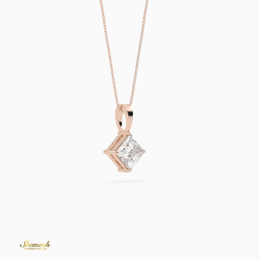 18k Gold Princess Diamond Solitaire Pendant - shemesh_diamonds
