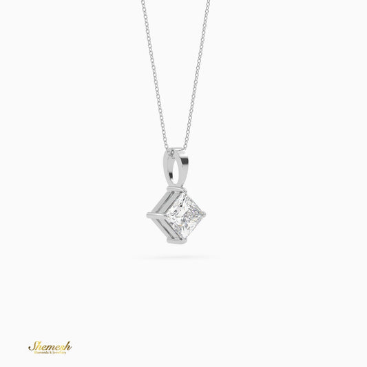 18k Gold Princess Diamond Solitaire Pendant - shemesh_diamonds