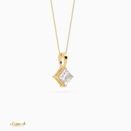 18k Gold Princess Diamond Solitaire Pendant - shemesh_diamonds