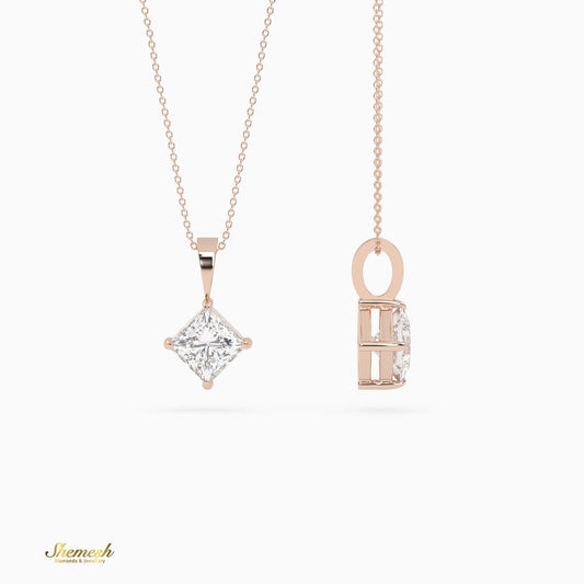 18k Gold Princess Diamond Solitaire Pendant - shemesh_diamonds