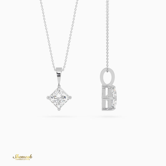 18k Gold Princess Diamond Solitaire Pendant - shemesh_diamonds